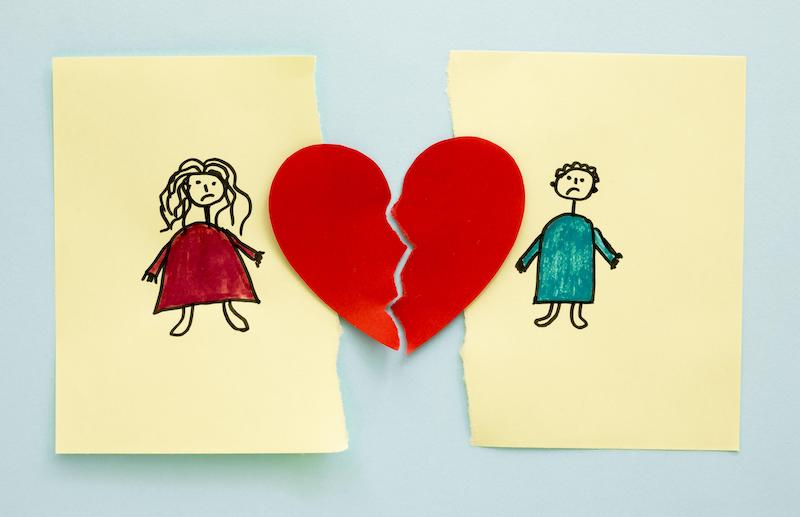 Teckning på föräldrar och trasigt hjärta